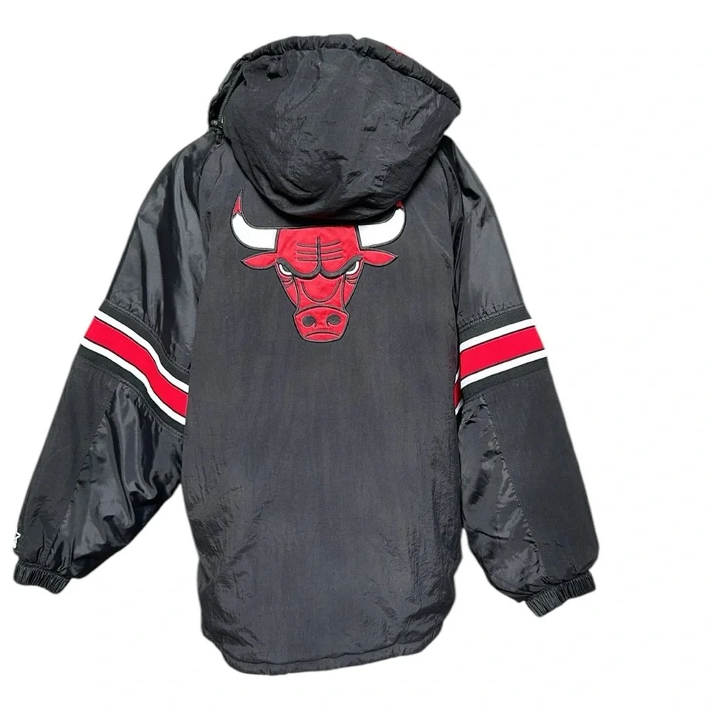 Vintage Chicago Bulls Starter Jacket‎ Pullover Detachable Hood Black/Red XL
